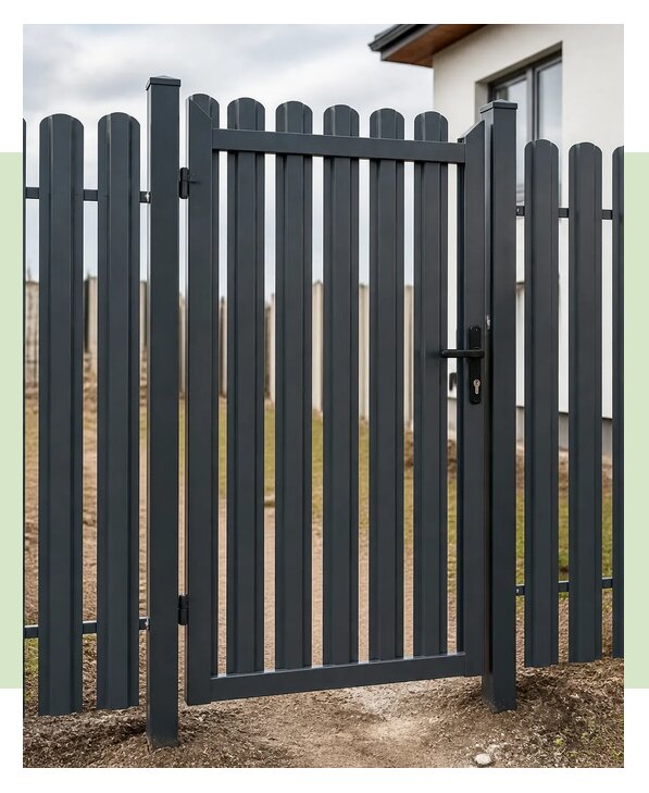 Калитка из евроштакетника для участка под ключ в Шарыпове